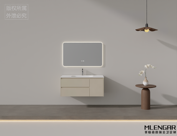 0016MLENGAR Floating Bathroom Vanity with LED Backlit Mirror