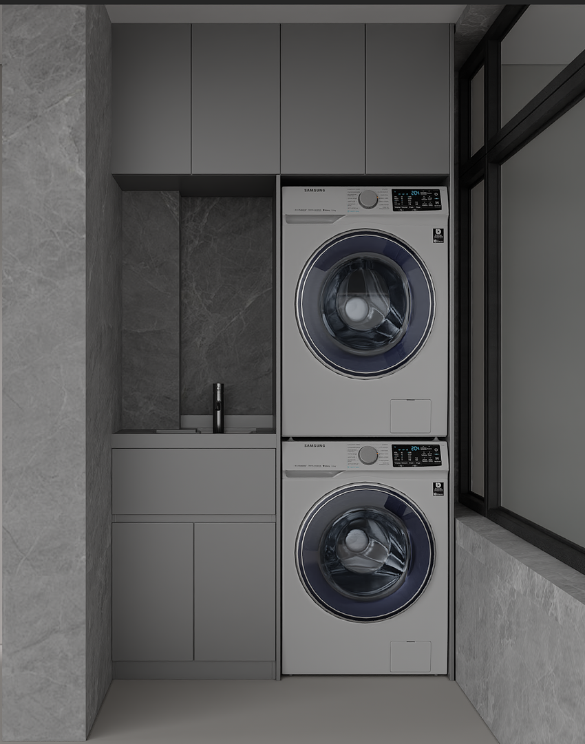 116MLENGAR Stacked Washer & Dryer Laundry Cabinet Set