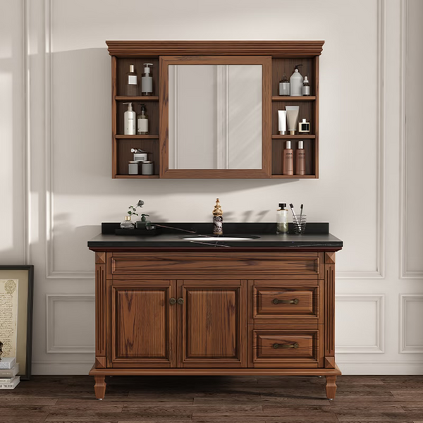 043MLENGAR Custom American Style Solid Wood Bathroom Vanity | Dark Brown Finish, Fast Lead Time & Affordable Price